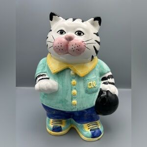 Vintage Omnibus by Fitz and Floyd Ceramic Cat Cookie Jar – Whimsical 11”